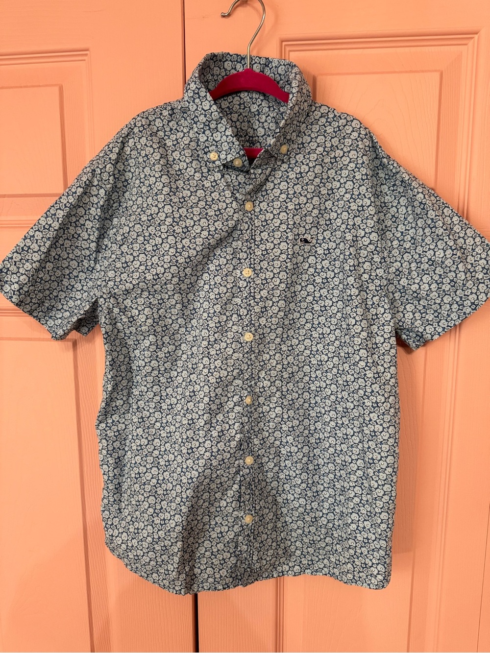 Vineyard Vines Navy Floral Short-Sleeve Button-Down Shirt